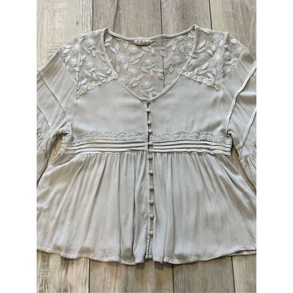 POL gray, shabby chic blouse, size S - Picture 7 of 11